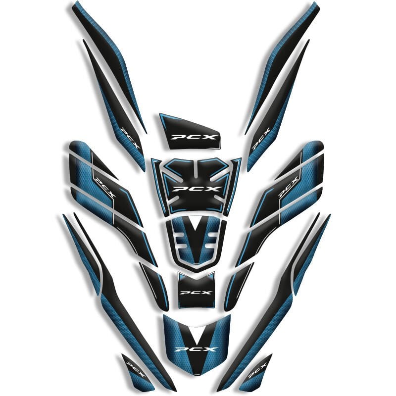 PCX UYUMLU 26 PARÇA TANK PAD FULL SET (2021-2024) MAVİ PETEK