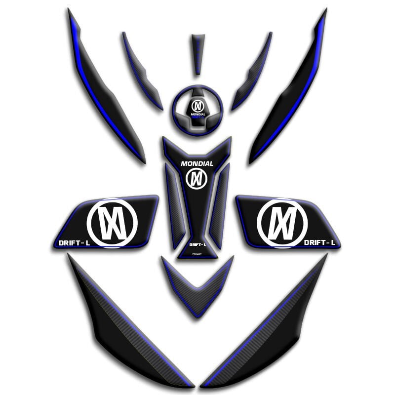 DRİFT L UYUMLU TANK PAD FULL SET MAVİ KARBON