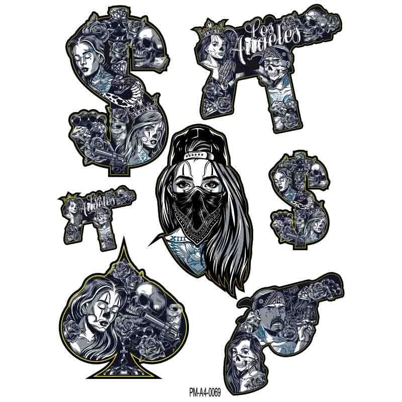 LOS ANGELES DEKOR TASARIM A4 ÇOKLU STİCKER SETİ