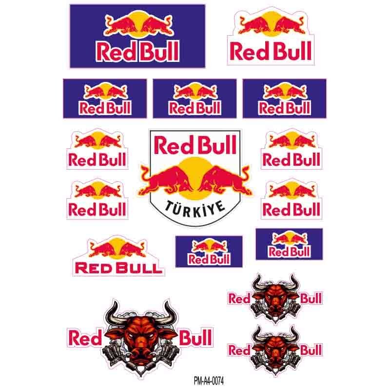MOTOSİKLET SPONSOR REDBULL TASARIM A4 ÇOKLU STİCKER SETİ