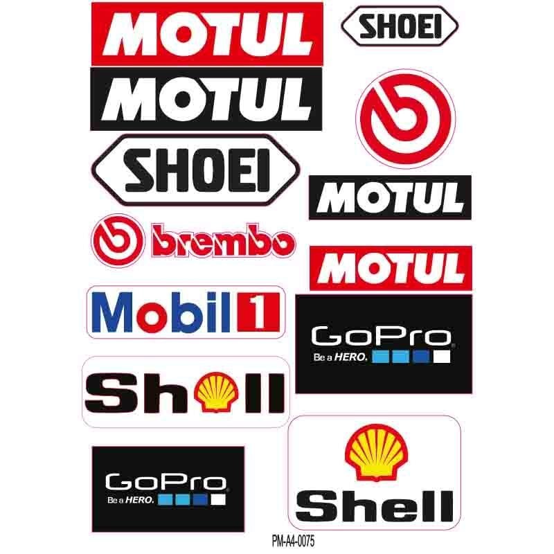 MOTOSİKLET SPONSOR MOTUL-SHELL TASARIM A4 ÇOKLU STİCKER SETİ