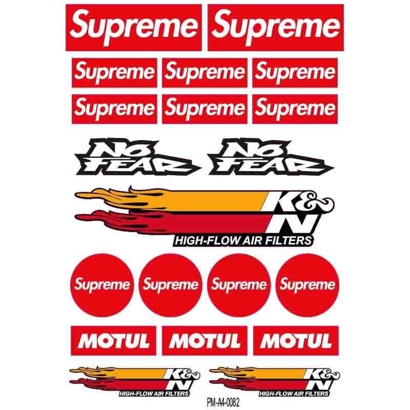 MOTOSİKLET SPONSOR KN-SUPREME TASARIM A4 ÇOKLU STİCKER SETİ