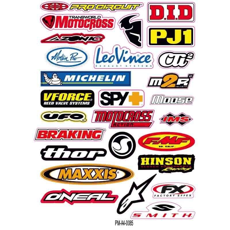 MOTOSİKLET SPONSOR TASARIM A4 ÇOKLU STİCKER SETİ