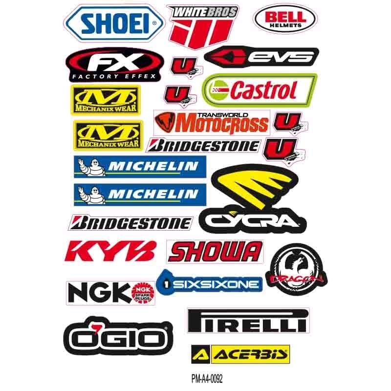 MOTOSİKLET SPONSOR TASARIM A4 ÇOKLU STİCKER SETİ