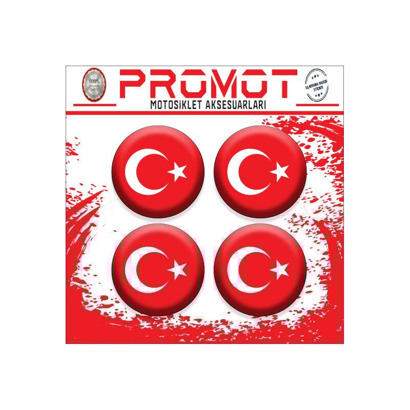 TÜRK BAYRAĞI TASARIM DAMLA STİCKER (4cm-4 Adet)