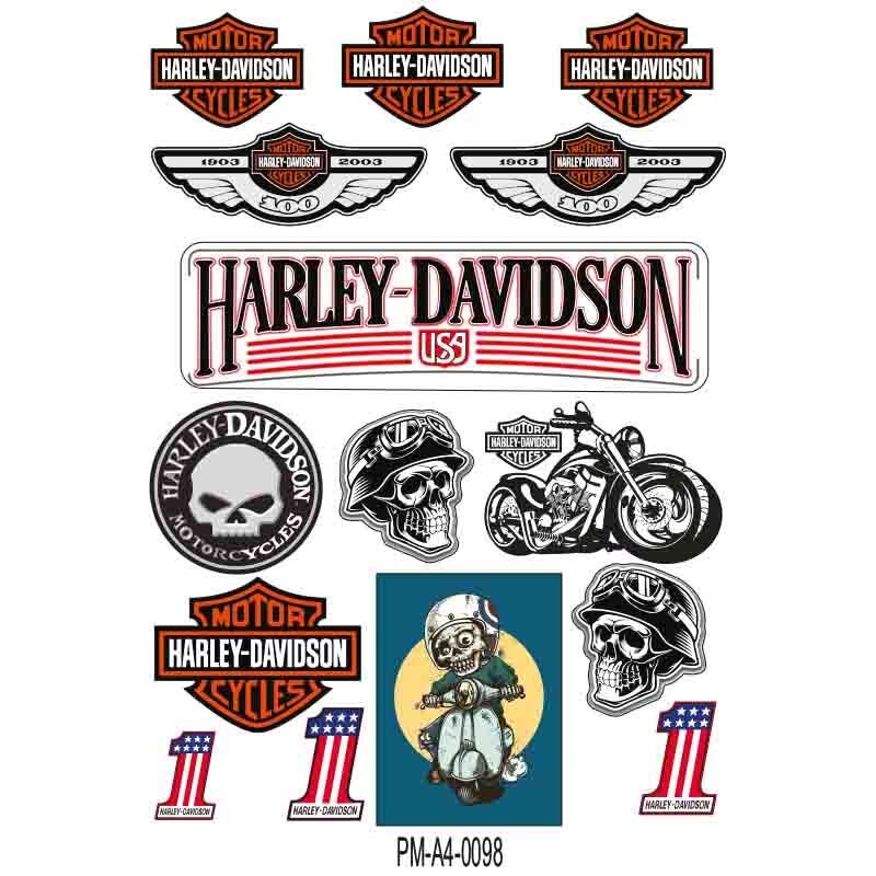 MOTOSİKLET HARLEY DAVIDSON TASARIM A4 ÇOKLU STİCKER SETİ