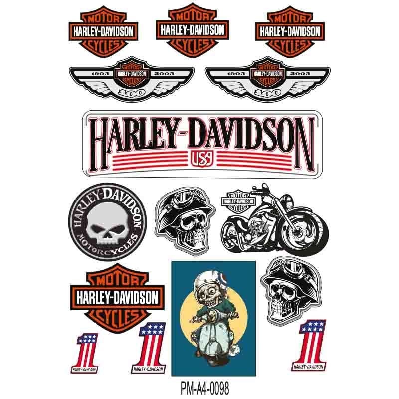 MOTOSİKLET HARLEY DAVIDSON TASARIM A4 ÇOKLU STİCKER SETİ