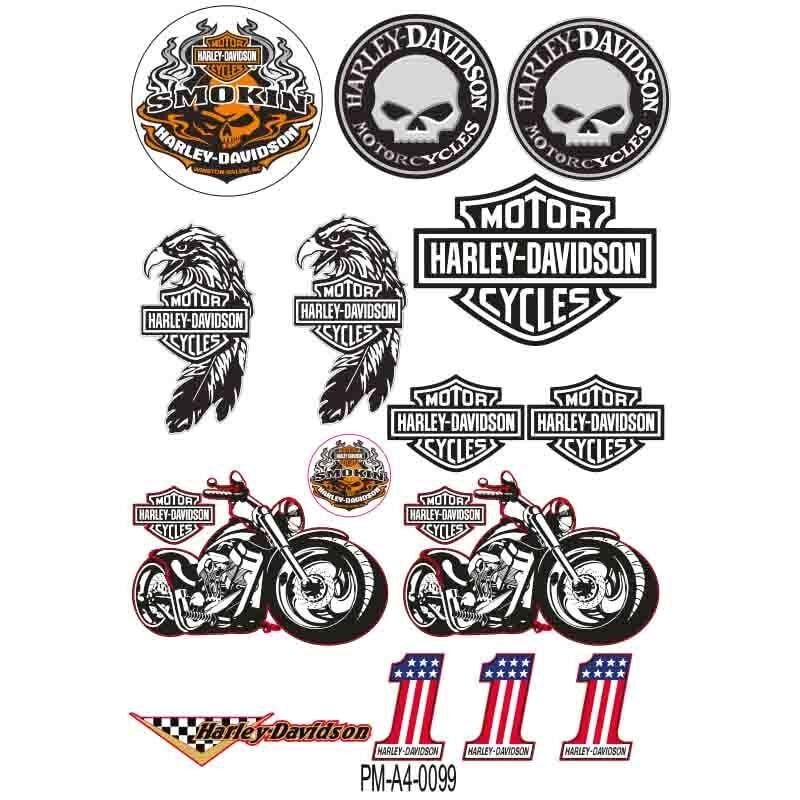 MOTOSİKLET HARLEY DAVIDSON TASARIM A4 ÇOKLU STİCKER SETİ