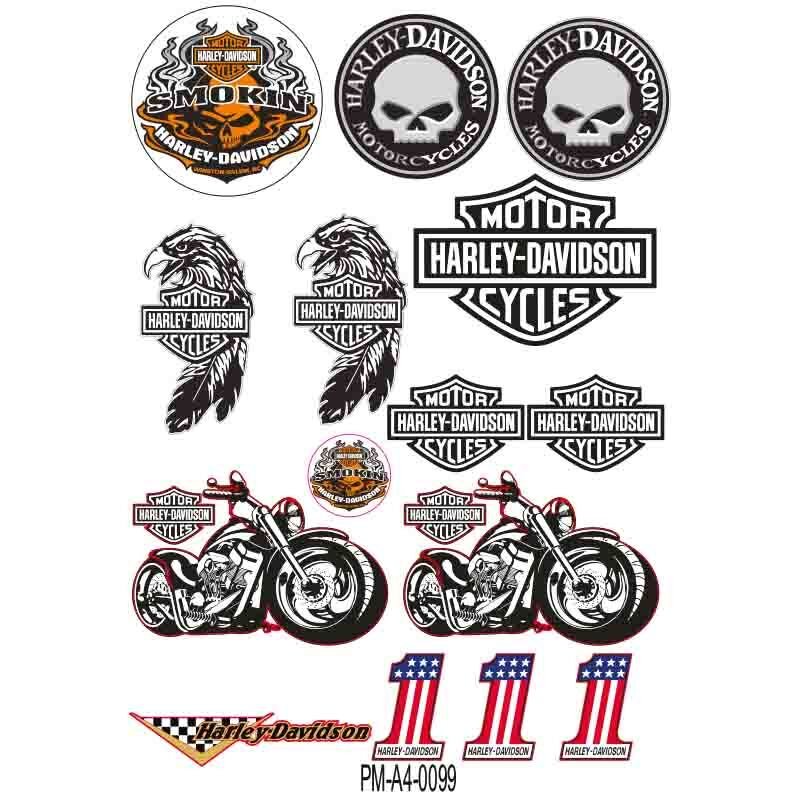 MOTOSİKLET HARLEY DAVIDSON TASARIM A4 ÇOKLU STİCKER SETİ