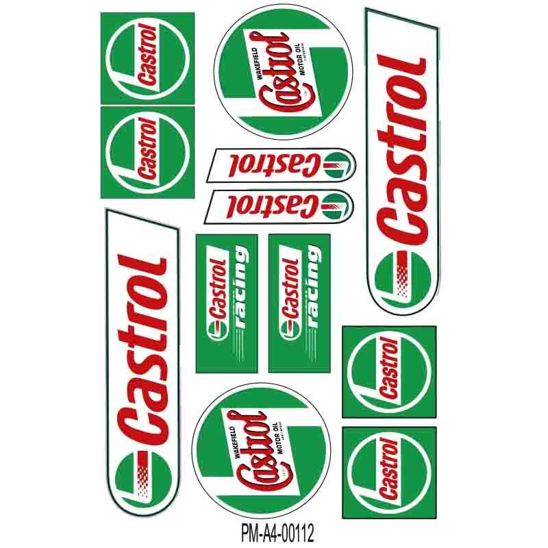 MOTOSİKLET CASTROL SPONSOR TASARIM A4 ÇOKLU STİCKER SETİ