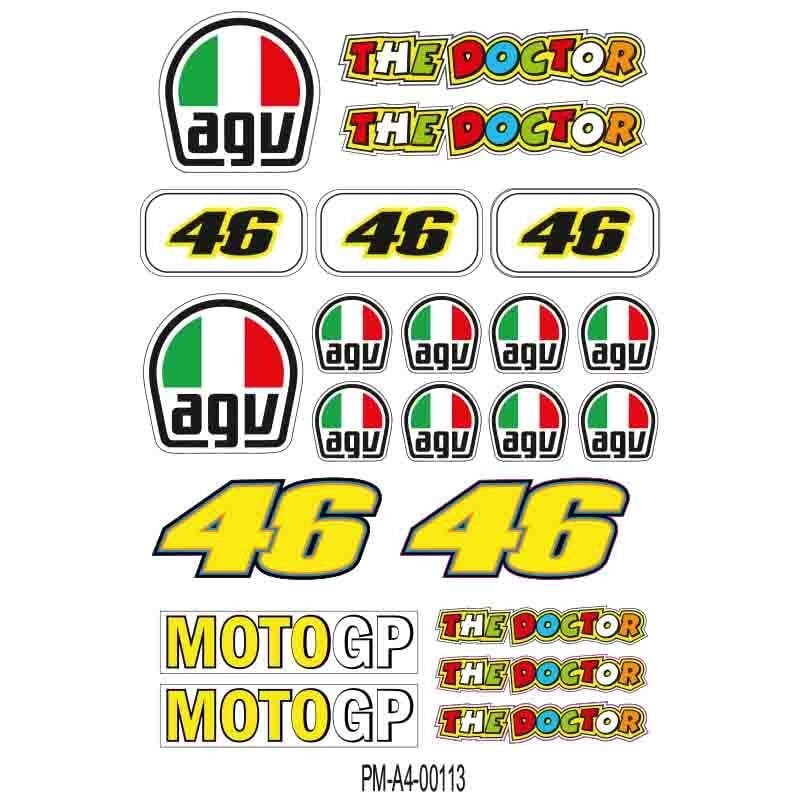 MOTOSİKLET 46-AGV SPONSOR TASARIM A4 ÇOKLU STİCKER SETİ