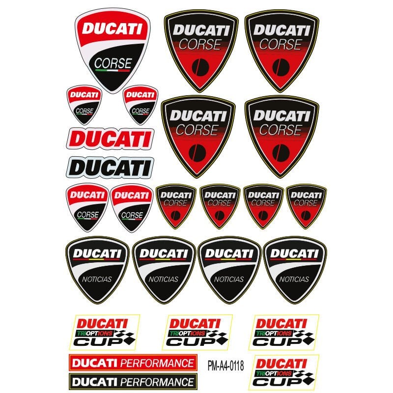 MOTOSİKLET DUCATI SPONSOR TASARIM A4 ÇOKLU STİCKER SETİ 2