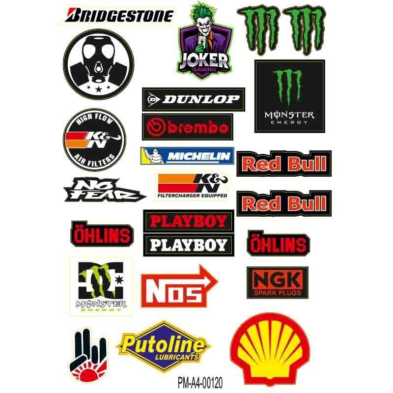 MOTOSİKLET SPONSOR TASARIM A4 ÇOKLU STİCKER SETİ