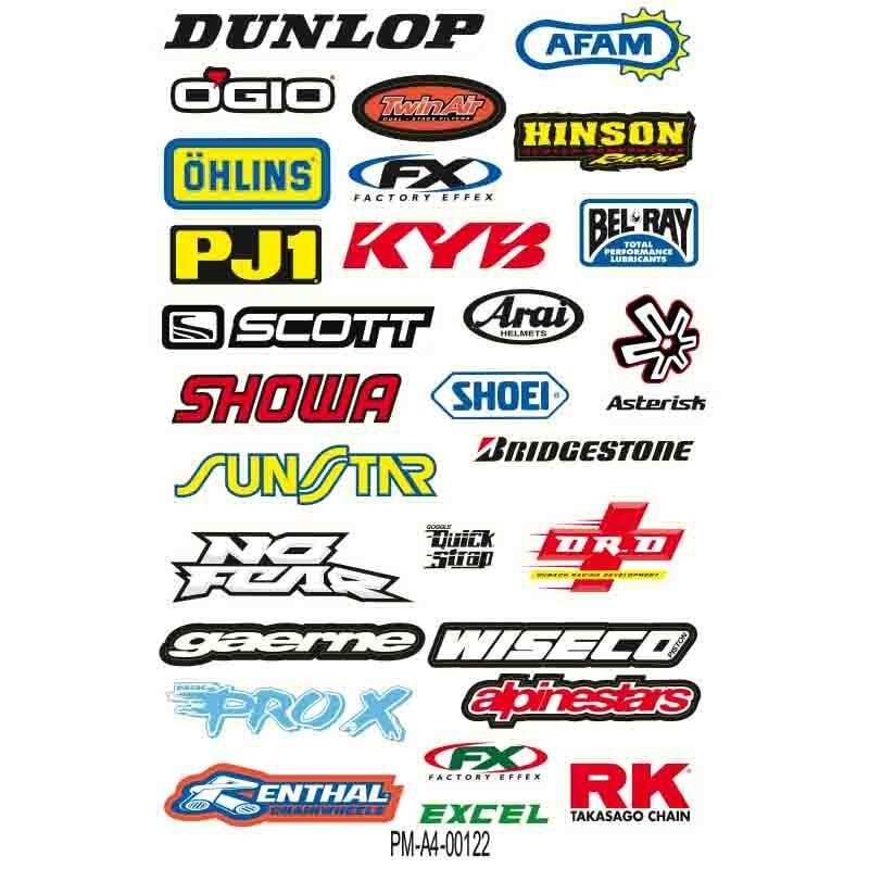 MOTOSİKLET SPONSOR TASARIM A4 ÇOKLU STİCKER SETİ