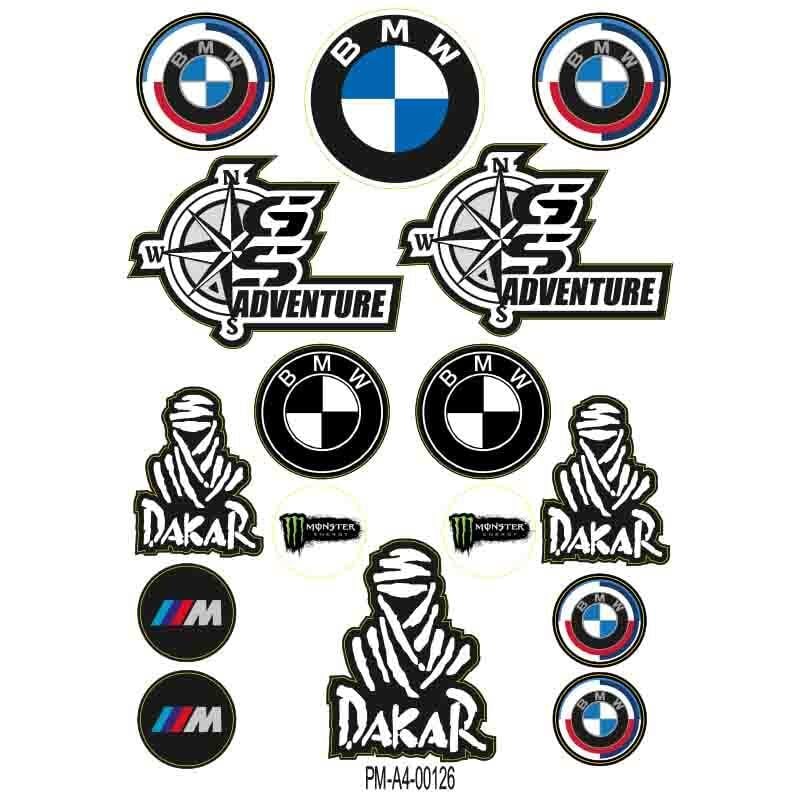 MOTOSİKLET BMW SPONSOR TASARIM A4 ÇOKLU STİCKER SETİ