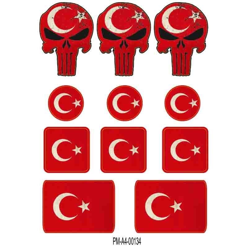 MOTOSİKLET BAYRAK SPONSOR TASARIM A4 ÇOKLU STİCKER SETİ 2