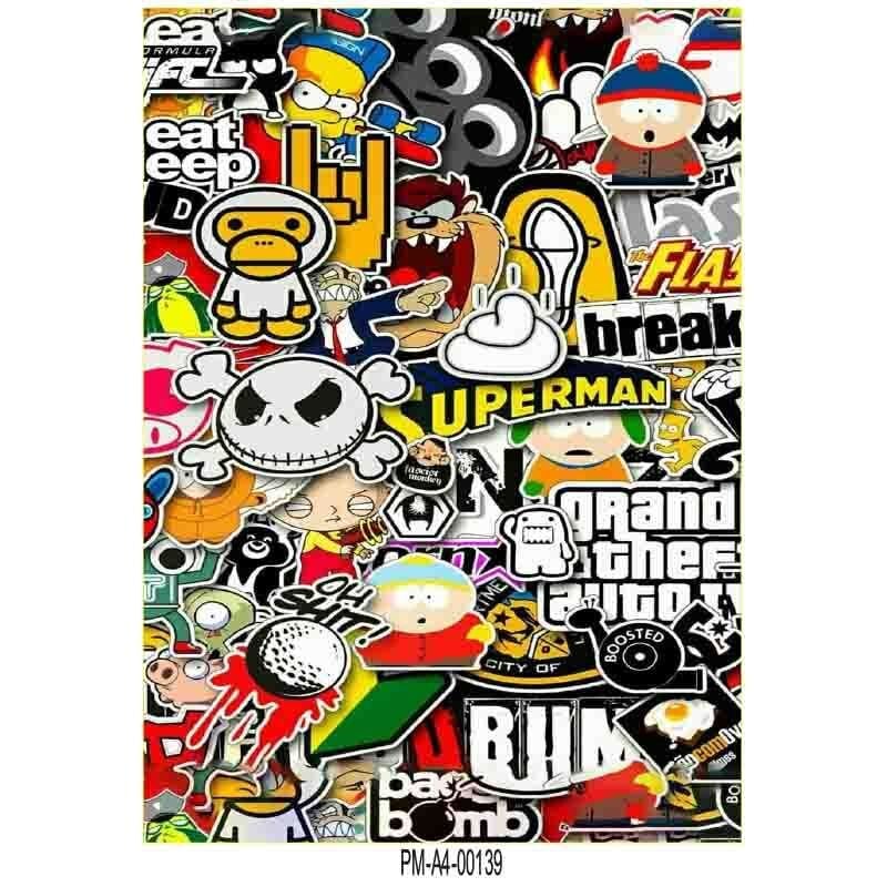 HELLAFLUSH TASARIM A4 TEK PARÇA STİCKER SETİ