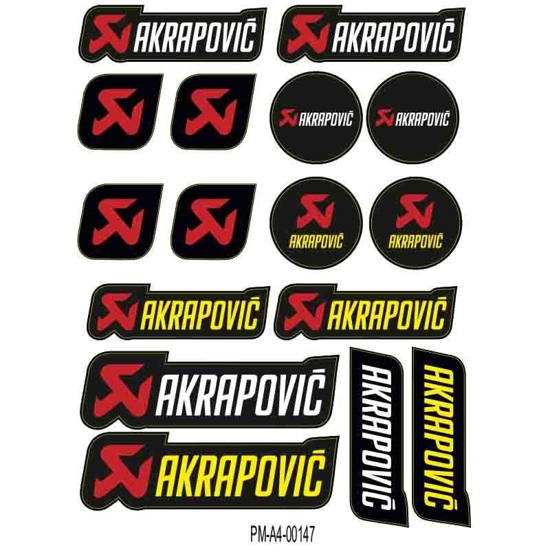 MOTOSİKLET AKRAPOVIC SPONSOR TASARIM A4 ÇOKLU STİCKER SETİ