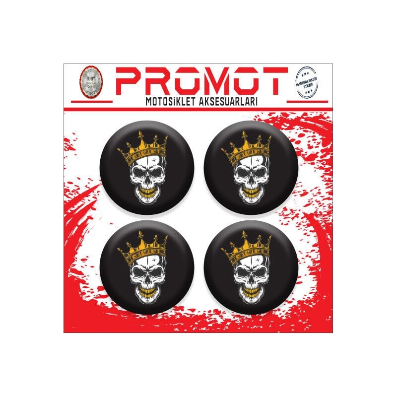 KURU KAFA TASARIM DAMLA STİCKER (4cm-4 Adet)