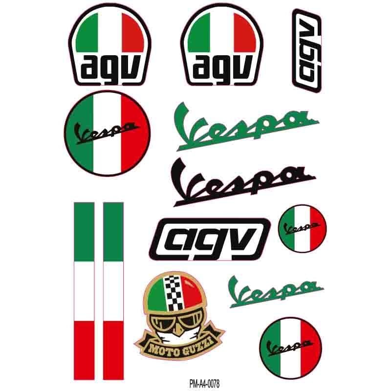 VESPA-AGV TASARIM A4 ÇOKLU STİCKER SETİ