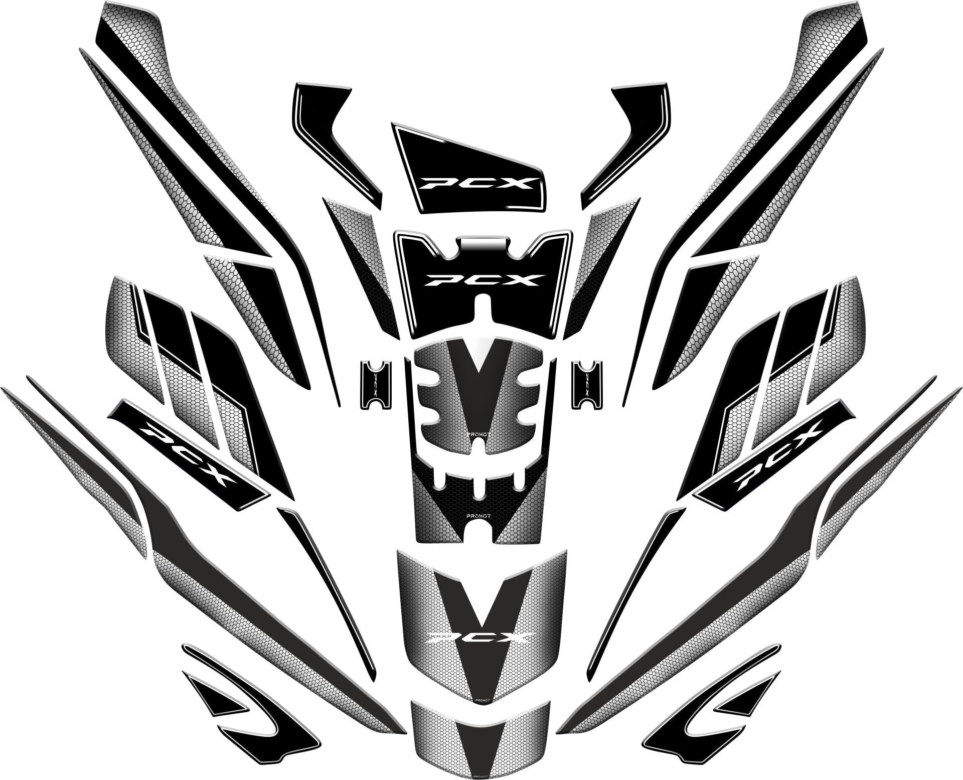 HONDA PCX UYUMLU BEYAZ PETEK TANK PAD FULL SET 2025 YENİ KASA
