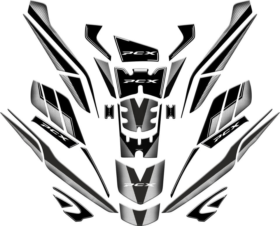 HONDA PCX UYUMLU BEYAZ PETEK TANK PAD FULL SET 2025 YENİ KASA