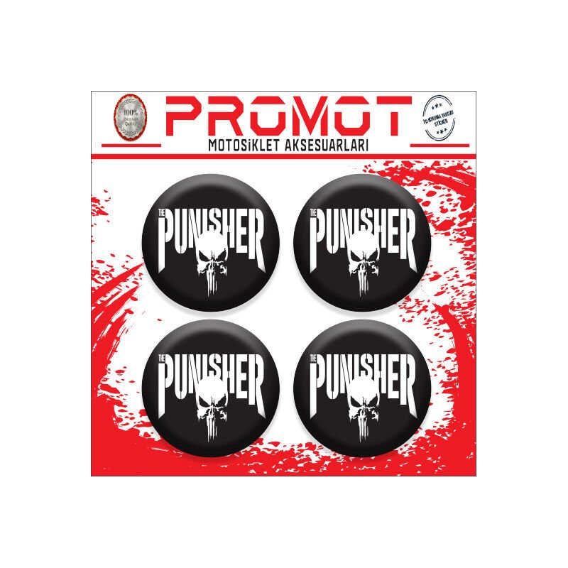 PUNISHER TASARIM DAMLA STİCKER (4cm-4 Adet)