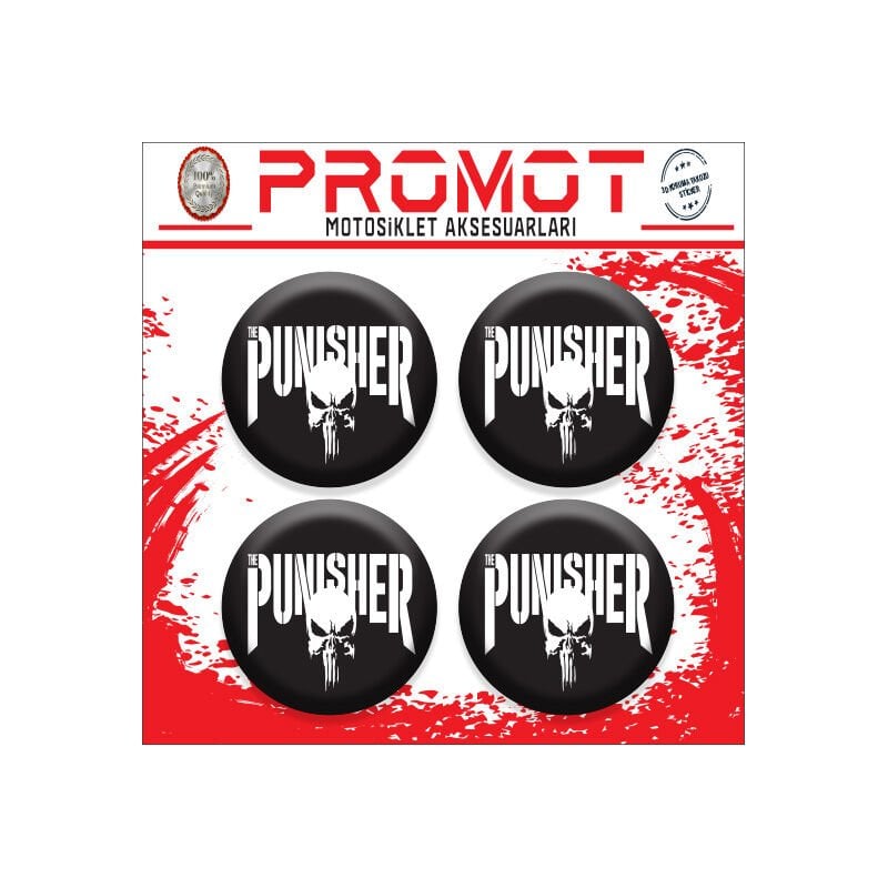 PUNISHER TASARIM DAMLA STİCKER (4cm-4 Adet)