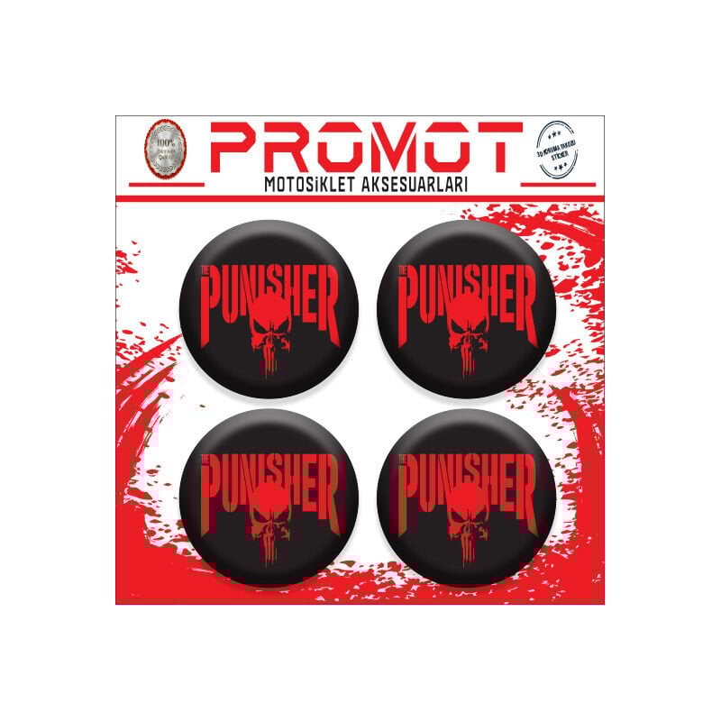 PUNISHER TASARIM DAMLA STİCKER (4cm-4 Adet)