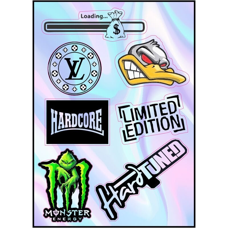 MOTOSİKLET HARDCORE HOLOGRAM ÇOKLU STİCKER