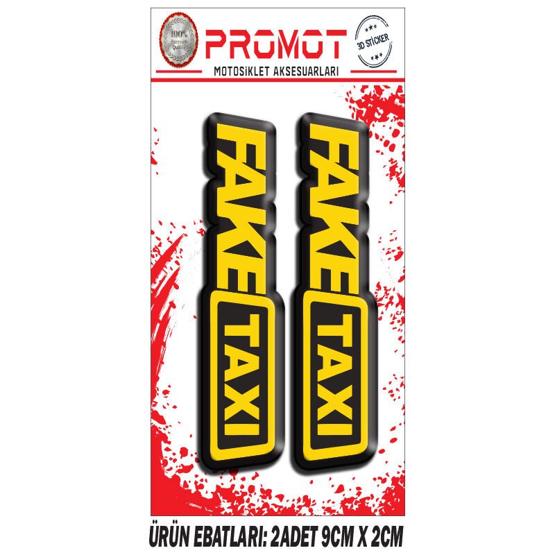 FAKE TAXI TASARIMLI ÖN MAŞA DAMLA STİCKER