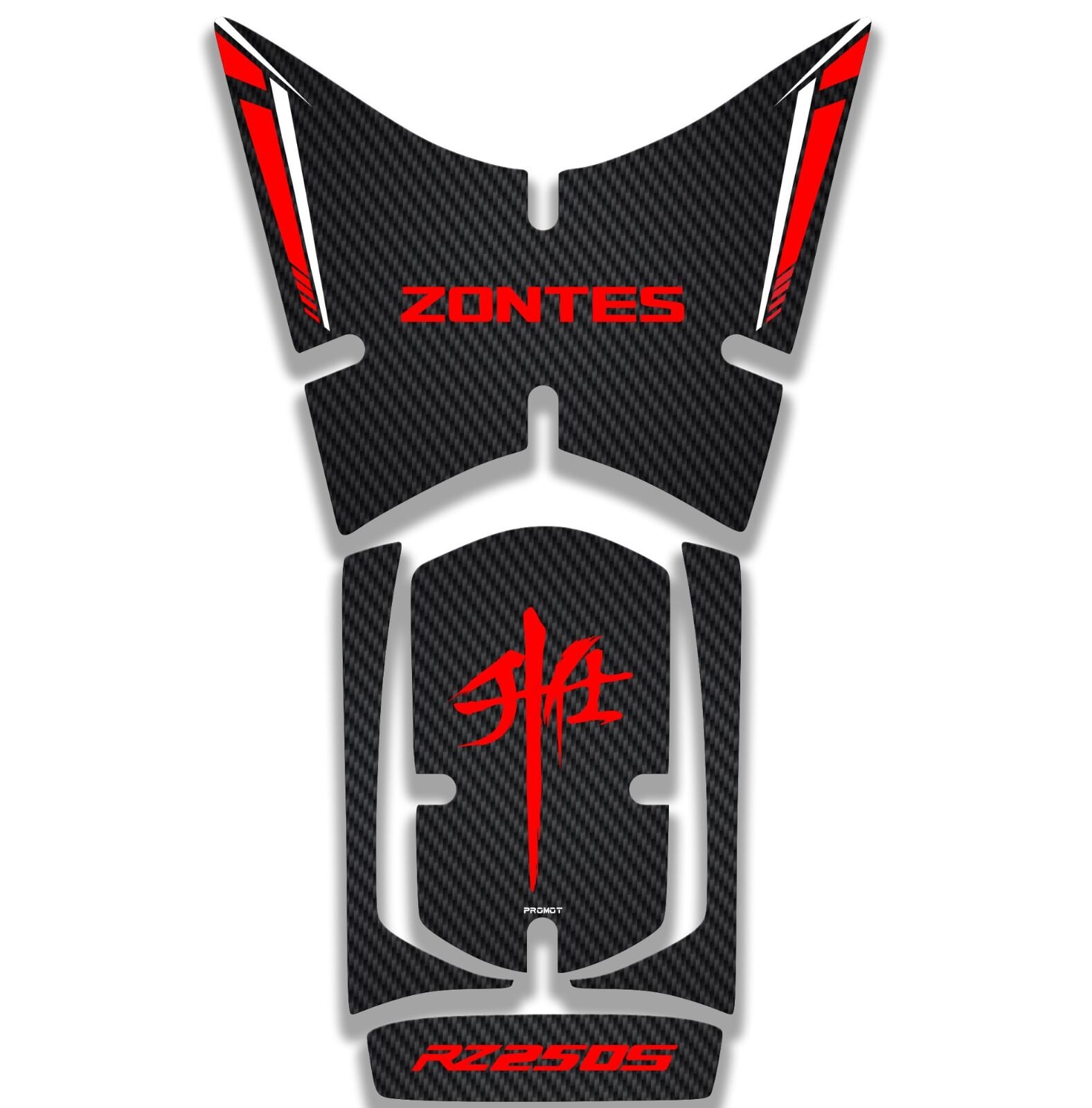 ZONTES RZ250S UYUMLU KARBON-KIRMIZI TANK PAD