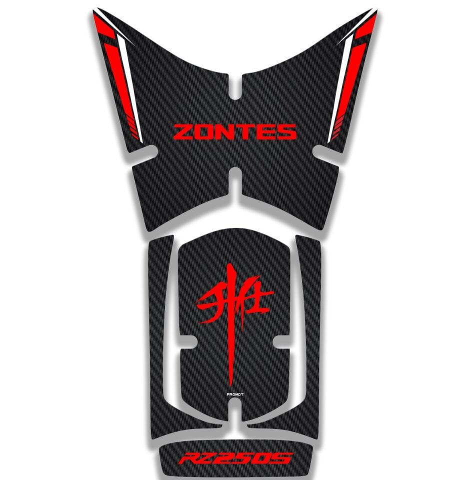 ZONTES RZ250S UYUMLU KARBON-KIRMIZI TANK PAD