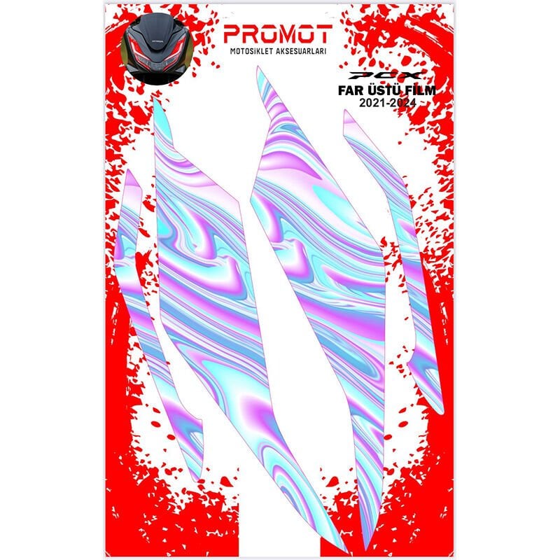 PCX 2021 - 2024 UYUMLU FAR ÜSTÜ ŞEFFAF FİLM GENİŞ MODEL HOLOGRAM