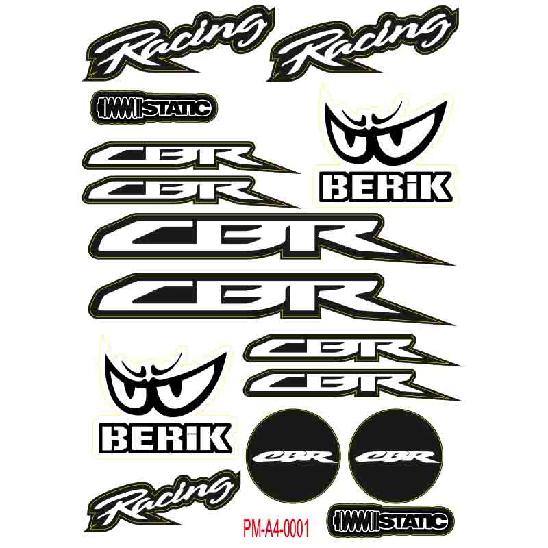 CBR MOTOSİKLET STİCKER SETİ A4 EBATI ÇOKLU STİCKER 01 