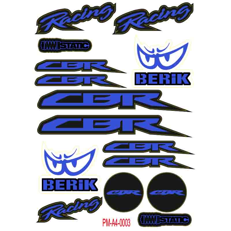 CBR MOTOSİKLET STİCKER SETİ A4 EBATI ÇOKLU STİCKER 03