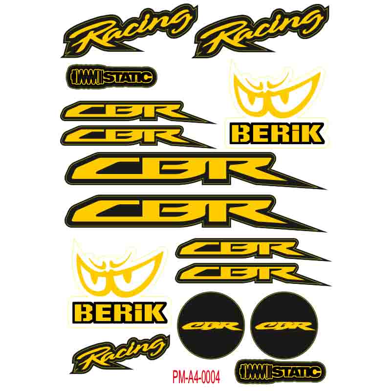 CBR MOTOSİKLET STİCKER SETİ A4 EBATI ÇOKLU STİCKER 04