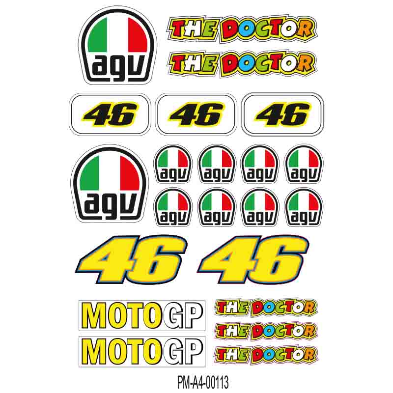 46 AGV TASARIMLI EKİPMAN KASK MOTORSİKLET STİCKER SETİ 01