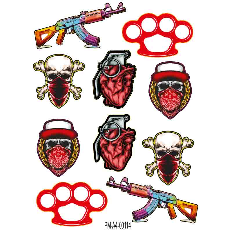 AK-47 EL BOMBASI TASARIMLI EKİPMAN KASK MOTORSİKLET STİCKER SETİ 01