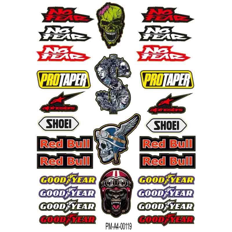 KARIŞIK TASARIMLI SPONSOR EKİPMAN KASK MOTORSİKLET STİCKER SETİ 01