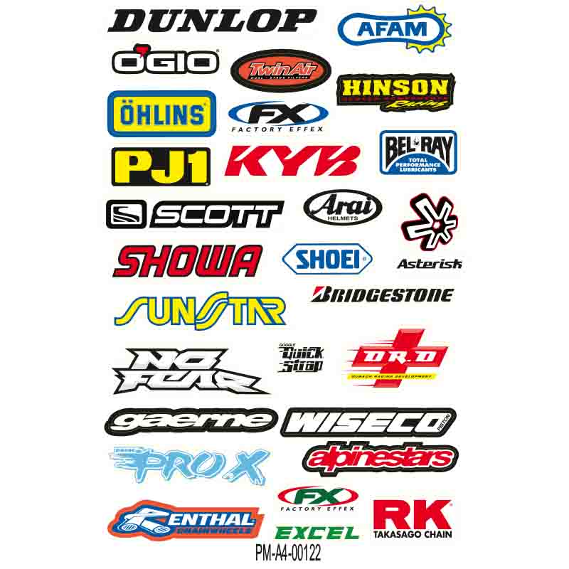 KARIŞIK TASARIMLI SPONSOR EKİPMAN KASK MOTORSİKLET STİCKER SETİ 04