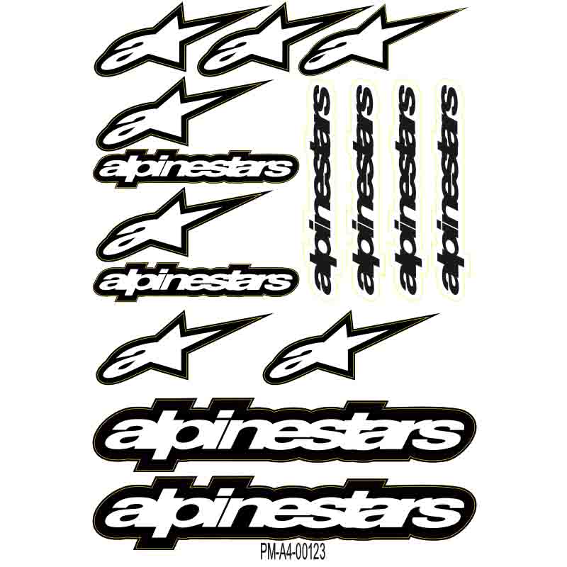 SPONSOR ALPİNESTARS TASARIMLI EKİPMAN KASK MOTORSİKLET STİCKER SETİ 01