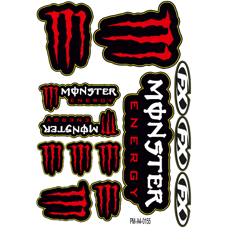 MONSTER ENERGY TASARIMLI EKİPMAN KASK MOTORSİKLET STİCKER SETİ 01