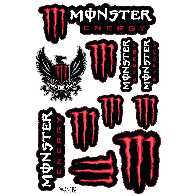 MONSTER ENERGY TASARIMLI EKİPMAN KASK MOTORSİKLET STİCKER SETİ 03