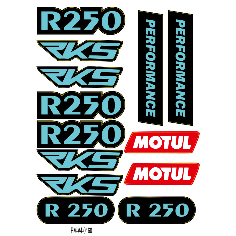RKS R250 TASARIMLI EKİPMAN KASK MOTORSİKLET STİCKER SETİ 01