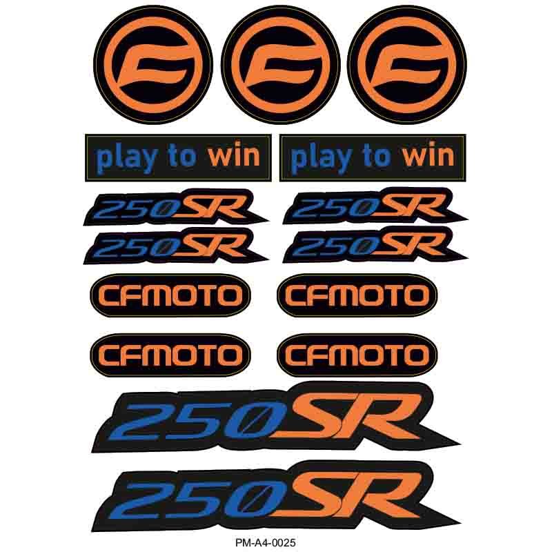 250SR CFMOTO MOTOSİKLET STİCKER SETİ A4 EBATI ÇOKLU STİCKER 04