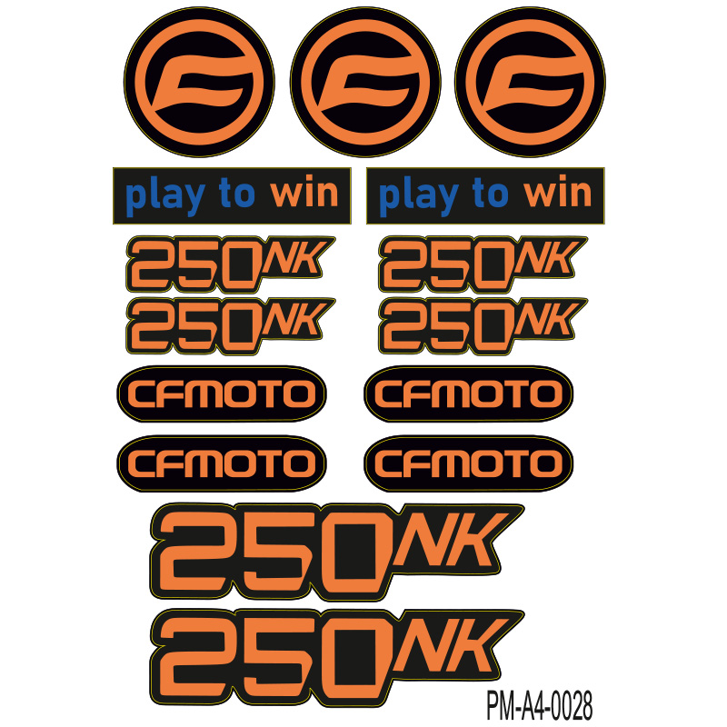 250NK CFMOTO MOTOSİKLET STİCKER SETİ A4 EBATI ÇOKLU STİCKER 02