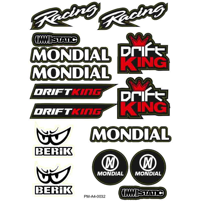 MONDİAL DRİFT MOTOSİKLET STİCKER SETİ A4 EBATI ÇOKLU STİCKER 01