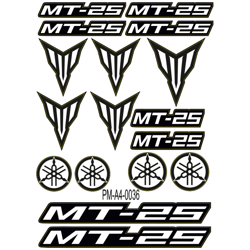 MT-25 YAMAHA MT MOTOSİKLET STİCKER SETİ A4 EBATI ÇOKLU STİCKER 01