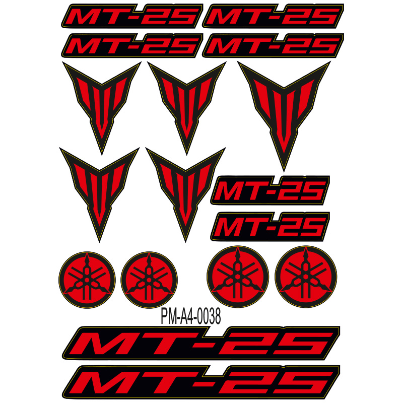 MT-25 YAMAHA MT MOTOSİKLET STİCKER SETİ A4 EBATI ÇOKLU STİCKER 03